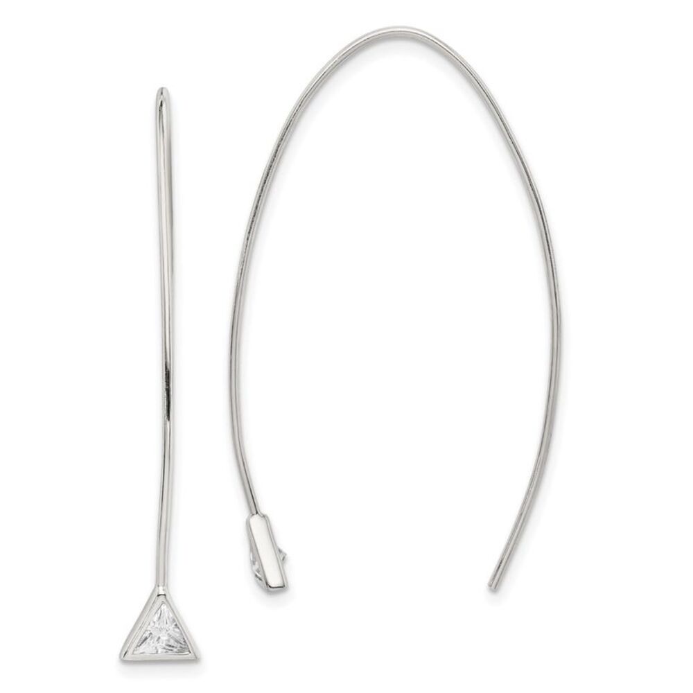 Kazi Luxury Sterling Silver Triangle Cz Threader … - image 1